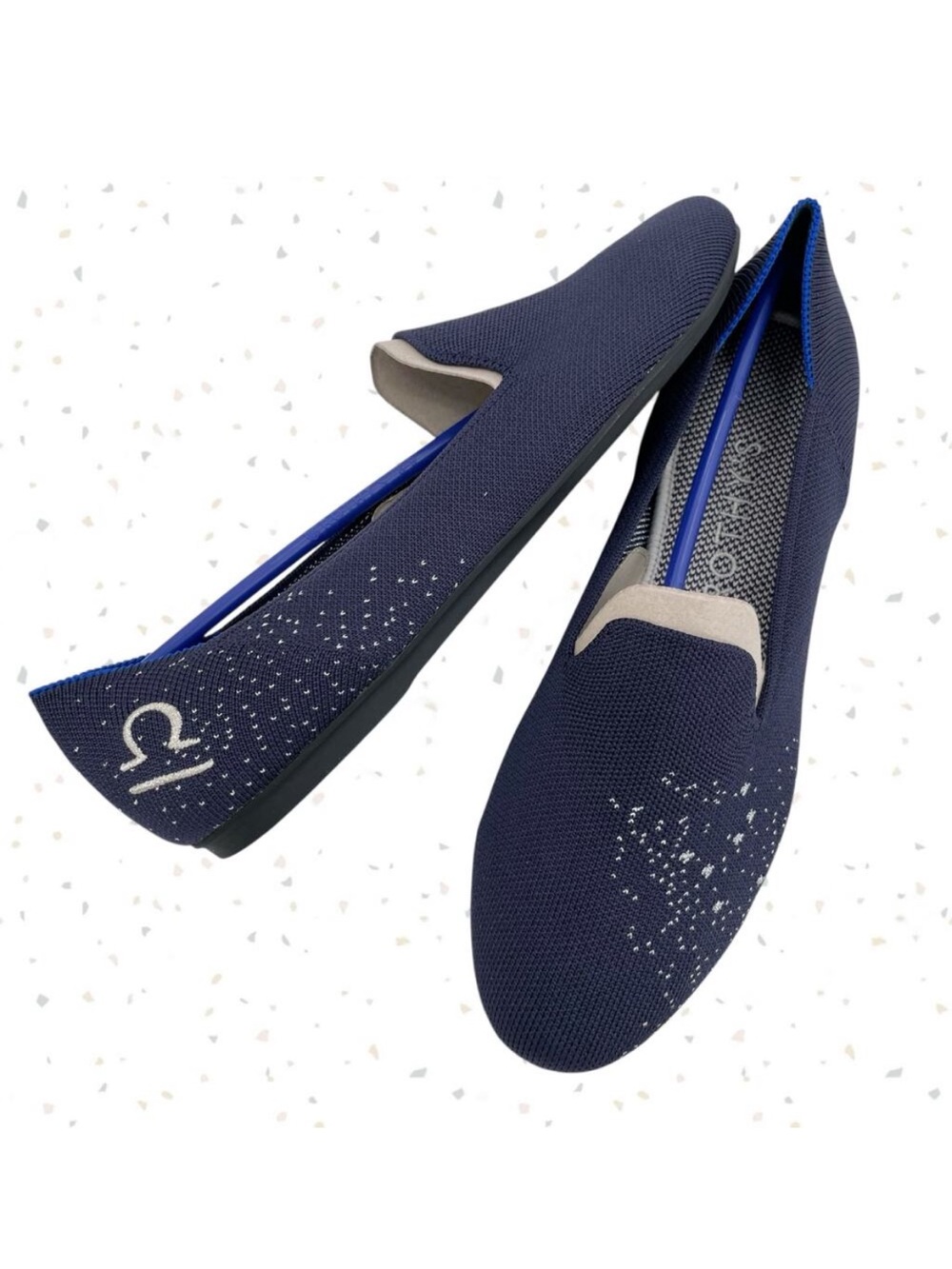 Rothy’s Zodiac Libra Loafer Navy Blue Silver October Birthday Flats Shoe Size 9